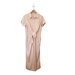 Toad & Co Womens Striped Front Tie Taj Hemp Blend Jumpsuit Size Small Comfort